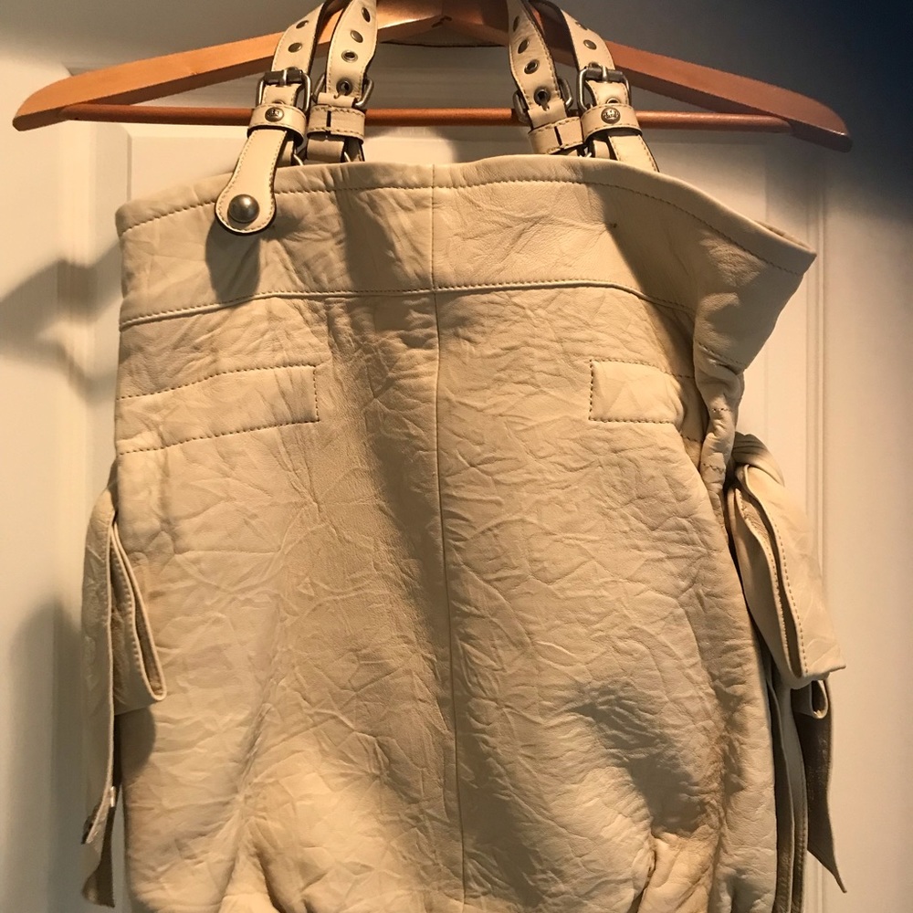 Vintage Juicy Couture Ivory Leather Bow Tote Purse Y2K McBling Rare $378 Retail - Picture 4 of 9